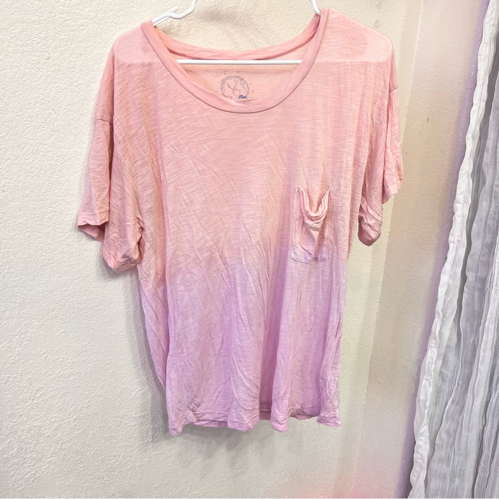 Blue life pastel ombré knitted pocket Tshirt